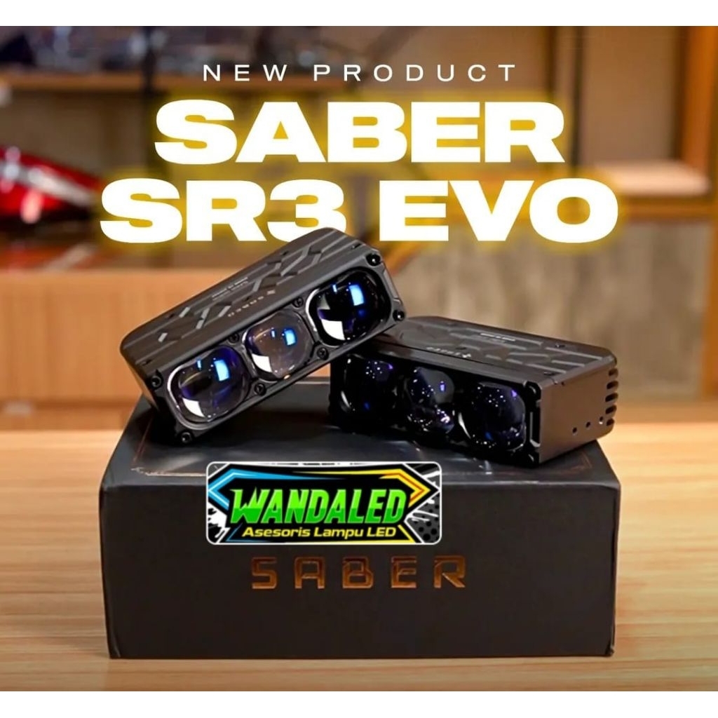 New Mini Projie SABER SR3 EVO Lampu LED Grill Mobil 2 Mode BI-LED Mini Projie - SABER SR3 EVO