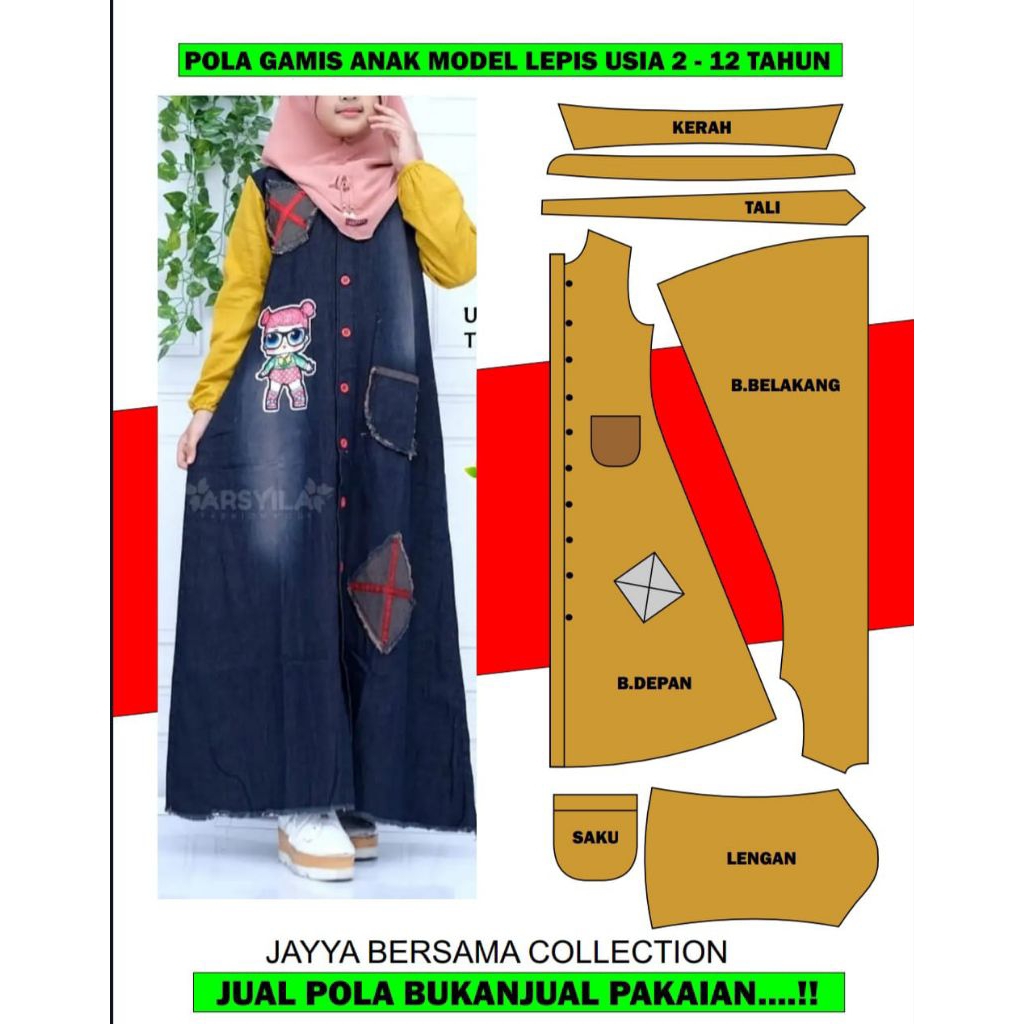 pola gamis model lapisan anak