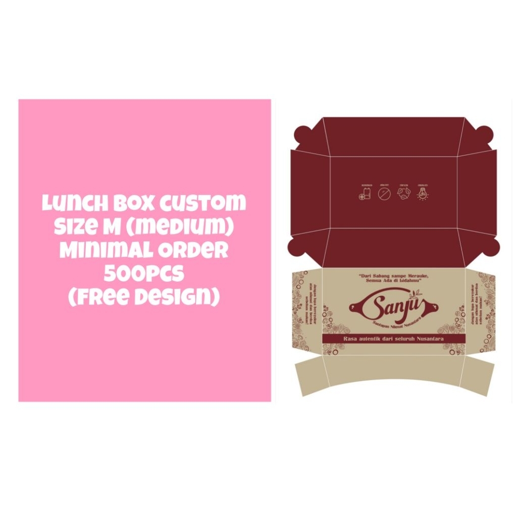 Lunch Box Custom|Size M|Lunch Box Paper|Dus Makanan|Box Makanan