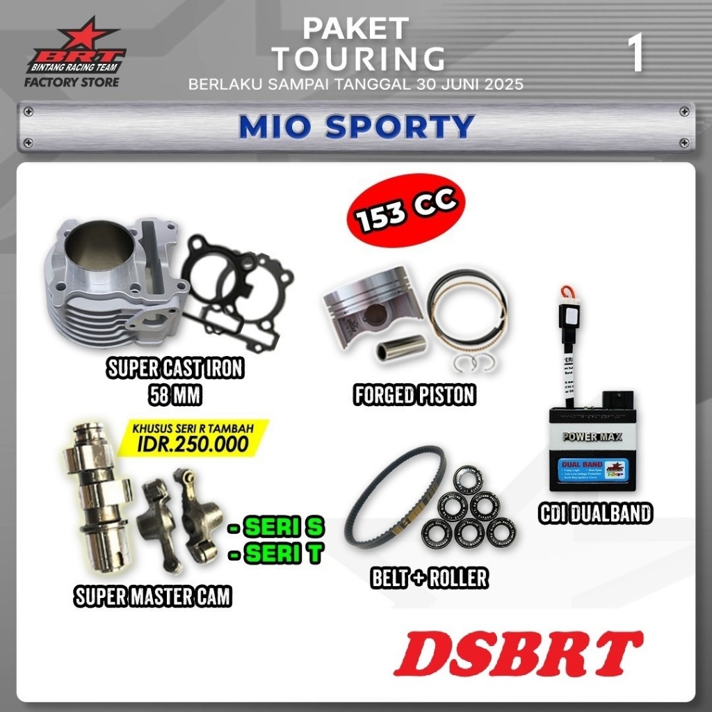 PAKET BORE UP HARIAN TOURING BRT MIO SPORTY MIO OLD MIO NEW FINO NOUVO Blok Cam Noken As CDI BRT MIO