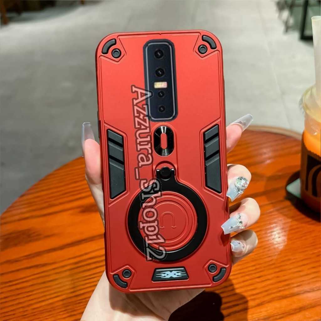 Casing HP Untuk VIVO V17 PRO Hard Case Pro Camera Carbon Fibre 360 Degree Rotasi Bracket