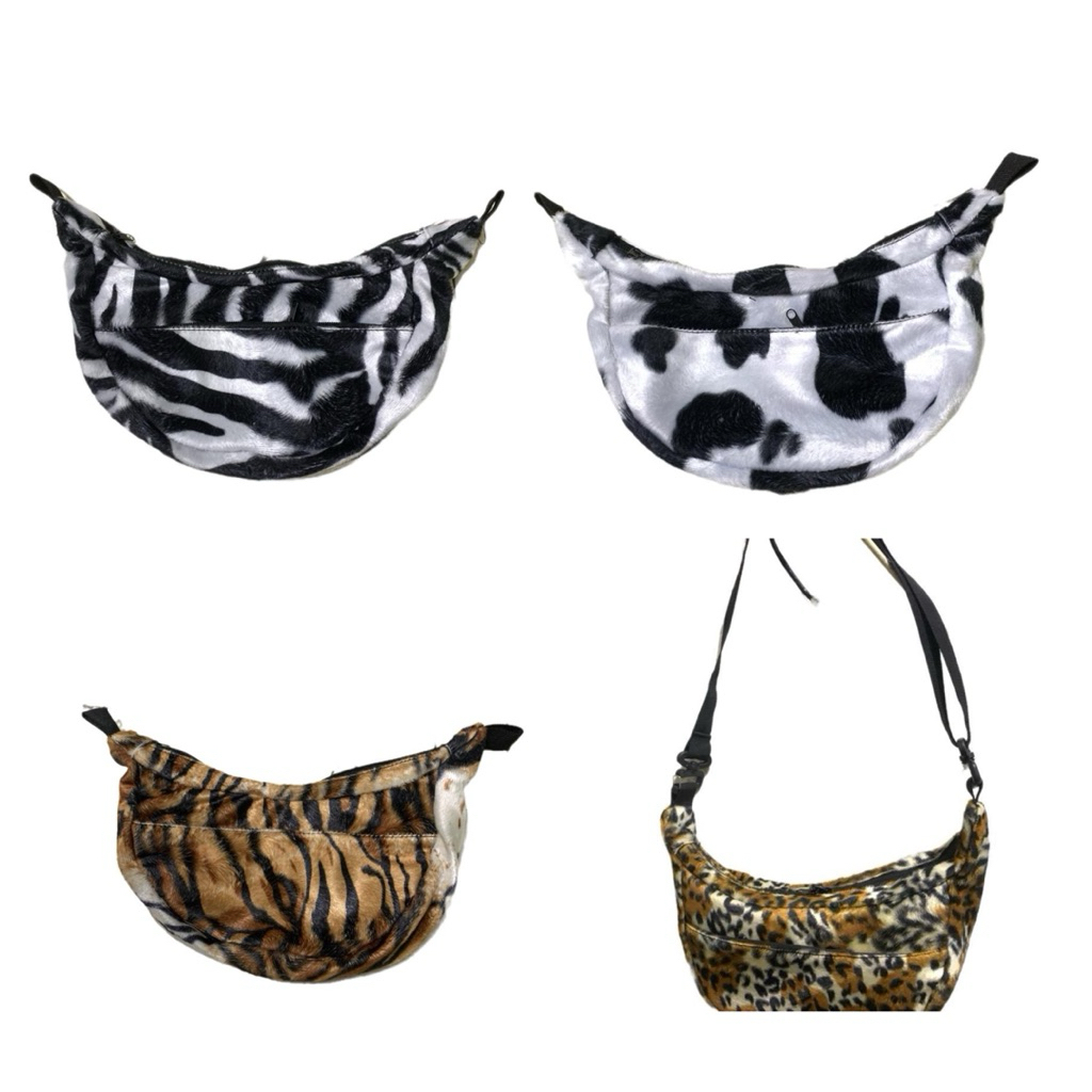 Tas selempang slingbag bulu motif macan kekinian