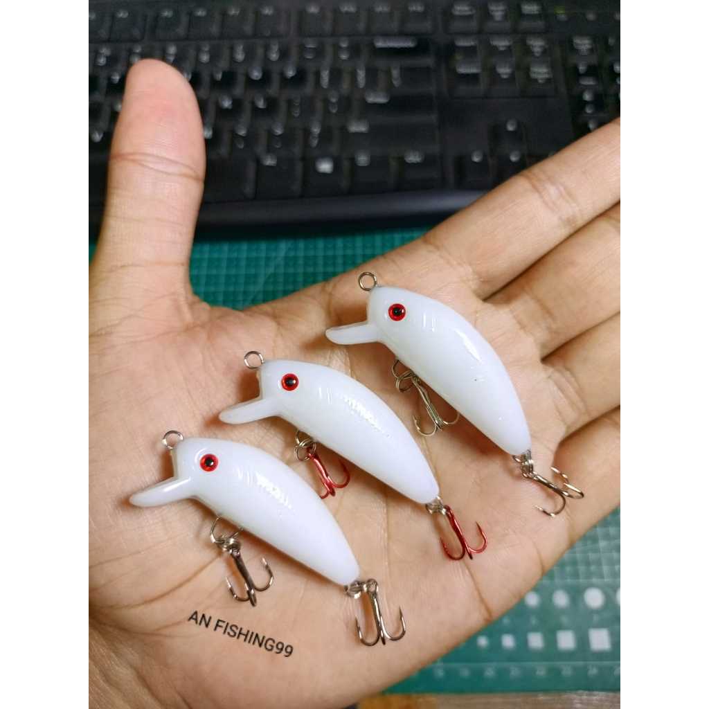 LURE GLUE STICK MINNOW 5CM PUTIH / LURE HAMPALA / LURE IKAN GABUS / UMPAN CASTING HAMPALA
