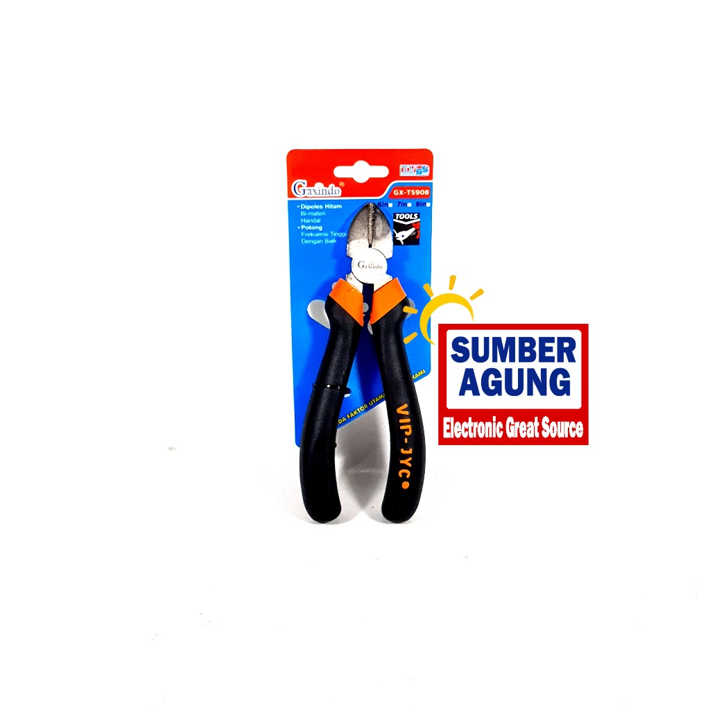 Gaxindo Tang Potong Super Karet Hitam 8inch 8in 8 inch VIP Gagang Karet Victory Tang Jepit Super Kua