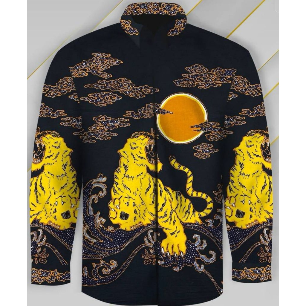 kain batik tulis pria bahan katun motif harimau batik tulis