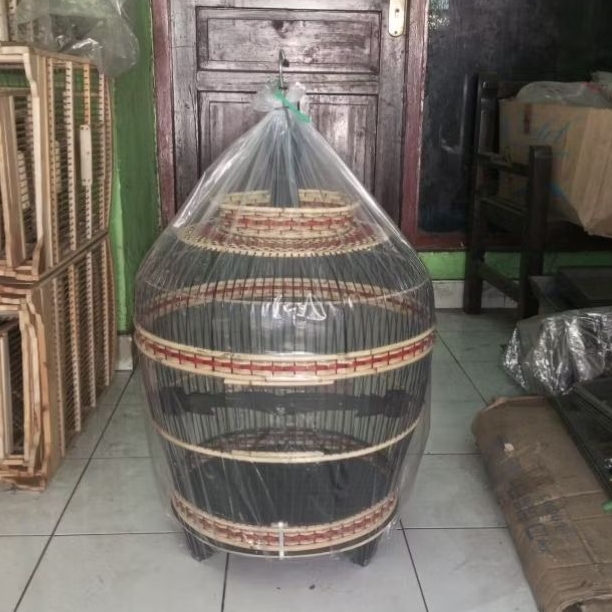 KANDANG BURUNG PUTER TEKUKUR ROTAN RAJUT SINTETIS - SANGKAR BURUNG