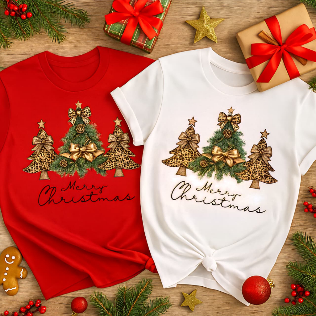 Kaos Oblong Natal NT21 Baju Natal Anak Dan Dewasa Couple Sekeluarga Baju Christmas Warna Putih Merah
