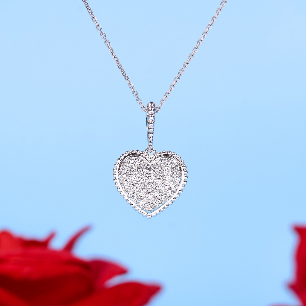Kalung Berlian Eropa Model Heart Setting - JB Berlian