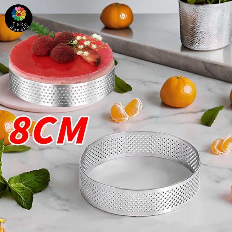 8cm Tart Ring Stainless Steel Perforated Pie Ring 304 Cetakan Pie Bulat Perforated untuk Fruit Tart 