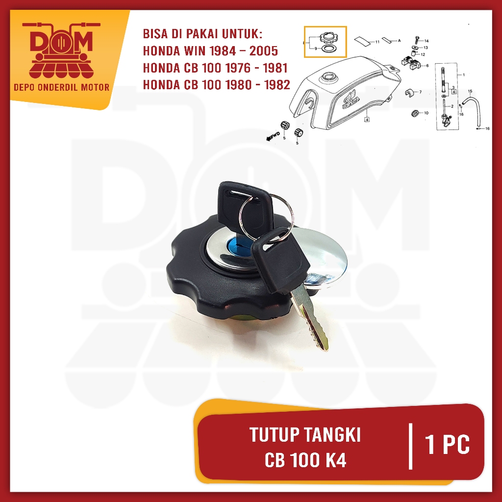 Tutup Tangki CB100 K4 HITAM (OZAWA) - Penutup Tengki Atas HONDA CB 100 K3 / K5 / WIN