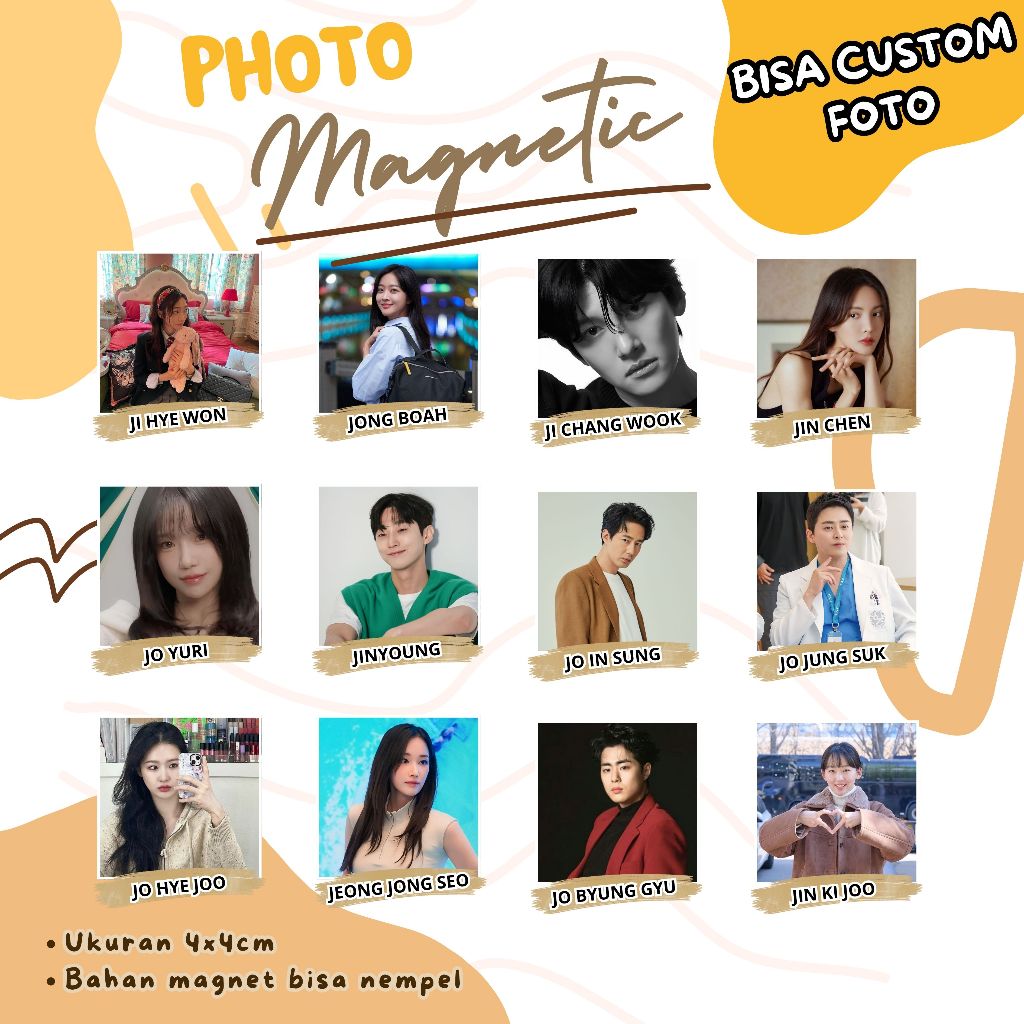 (BISA CUSTOM) FOTO MAGNETIC KPOP I JEONG JONG SEO I JI CHANG WOOK I JI HYE WON I JIN CHEN I JIN KI J