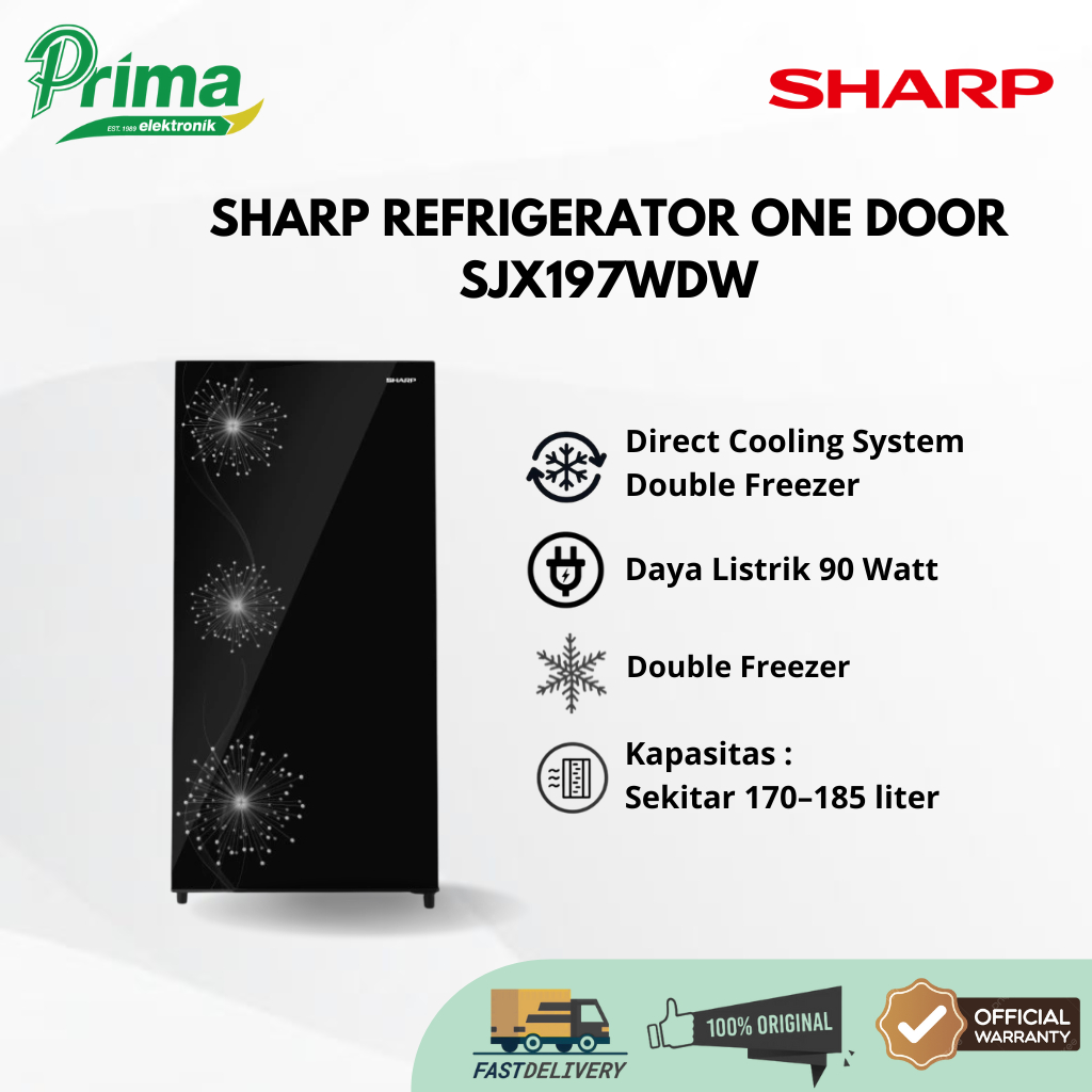 SHARP SJX197WDW 1 PINTU KULKAS REFRIGERATOR GARANSI