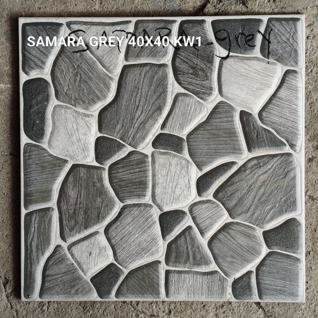 Keramik Lantai 40x40 Samara Brown Grey Motif Batu Kasar KW1