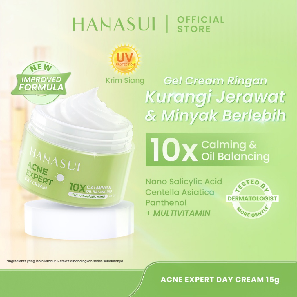 Hanasui Acne Expert Day Cream Gel Cream Ringan No Whitecast Kurangi Jerawat & Minyak Berlebih - Sali