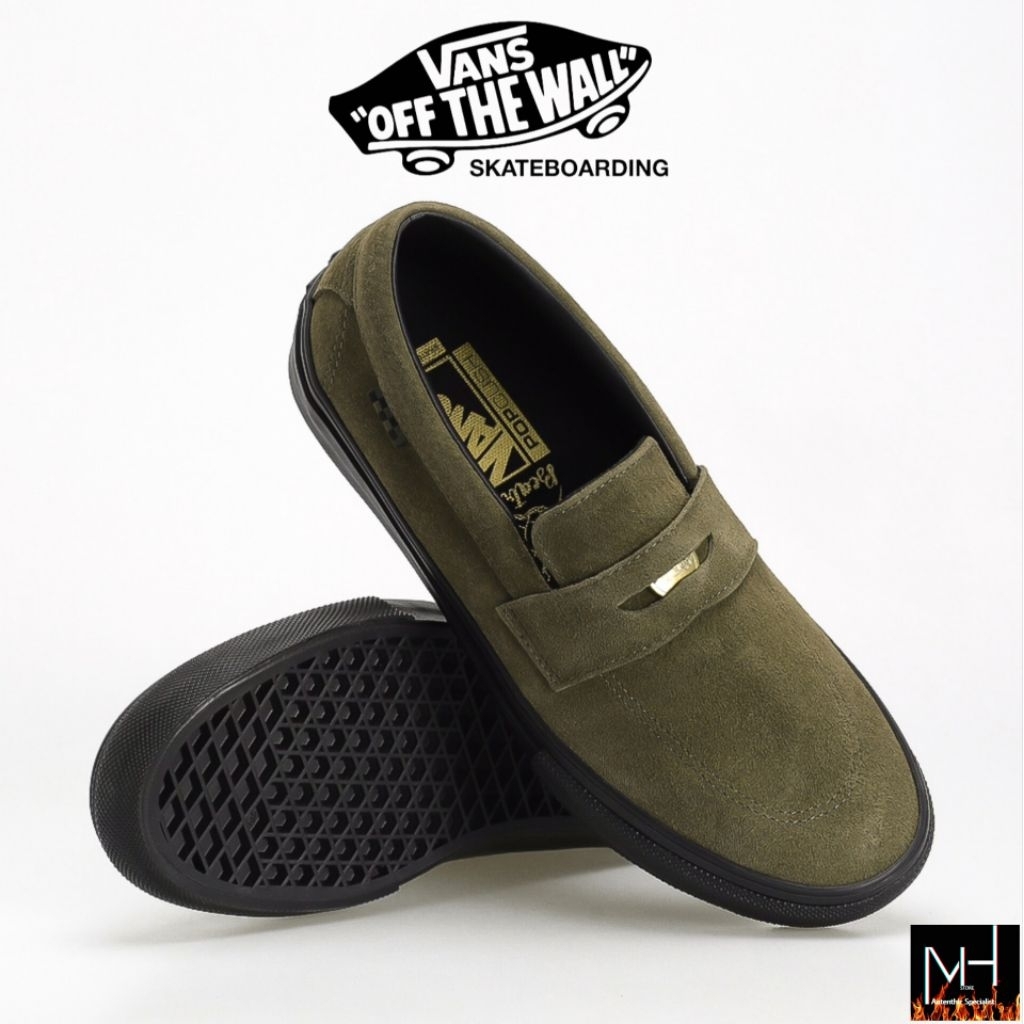 Vans Slip-On Skateboarding Loafer X Beatrice Domond Dark Olive Original 100%