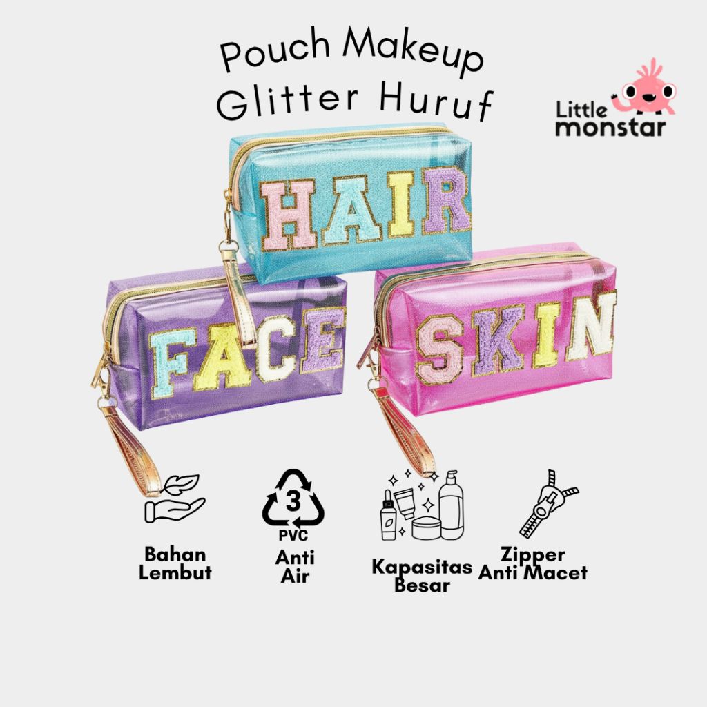 Tas Make Up Pouch Make Up Tas Kosmetik Transparan Travel Bag Pouch Kosmetik Transparan PVC Anti Air 