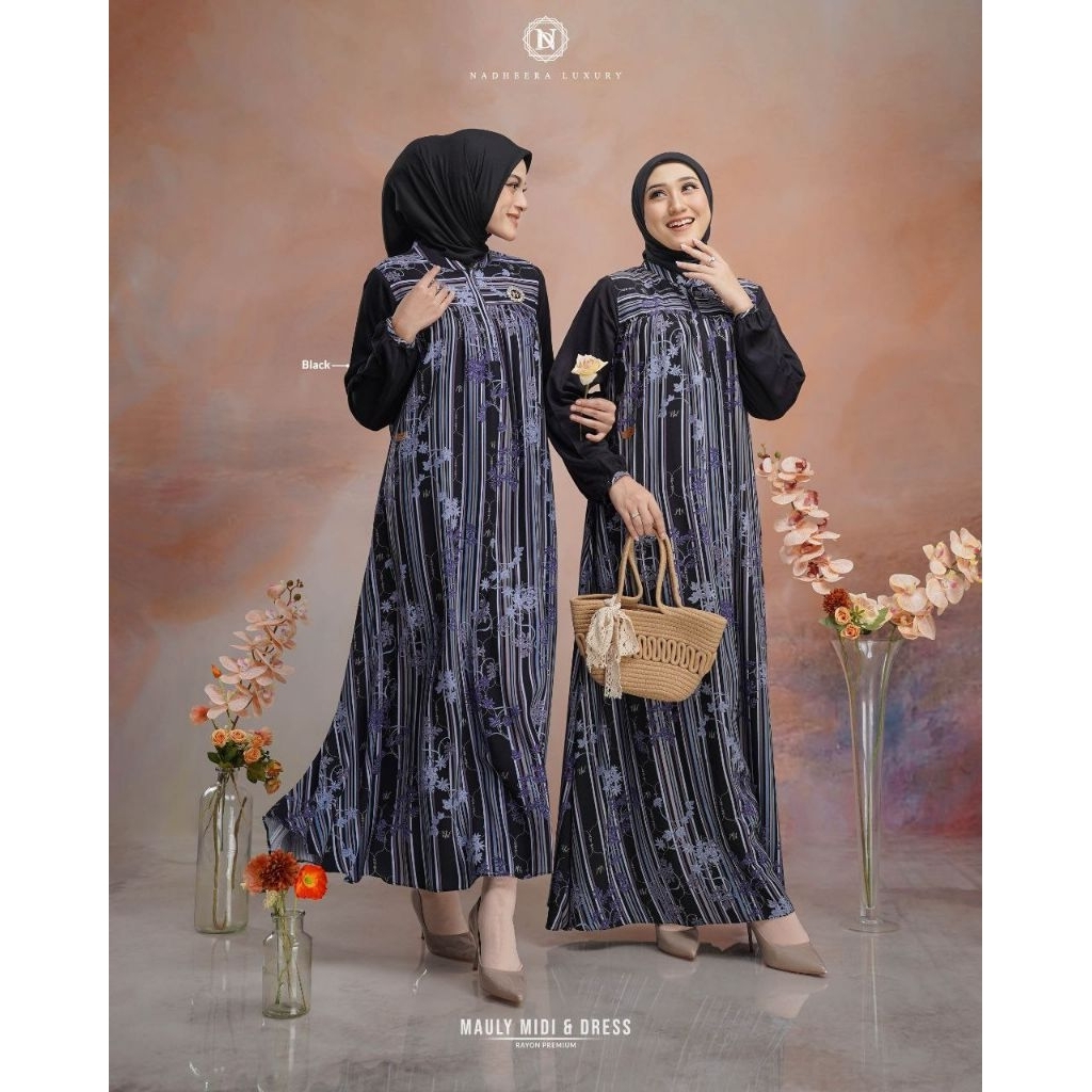 MAULY DRESS BY NADHEERA LUXURY √ Gamis motif √ Gamis nadheera √ Gamis rayon