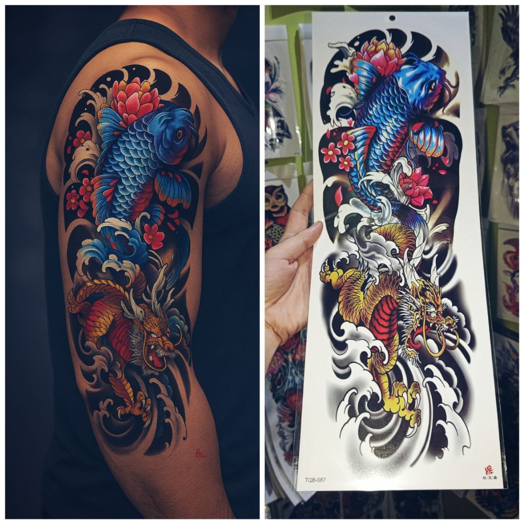 tatto temporer full lengan ikan koi yakuza tahan lama