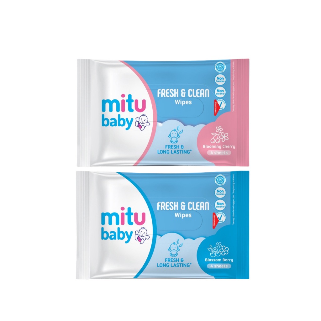 Mitu Baby Wipes Fresh Clean isi 4s Tissue Basah Mitu Sachet - Tissu Basah Bayi Tisu Basah Mitu 4 she