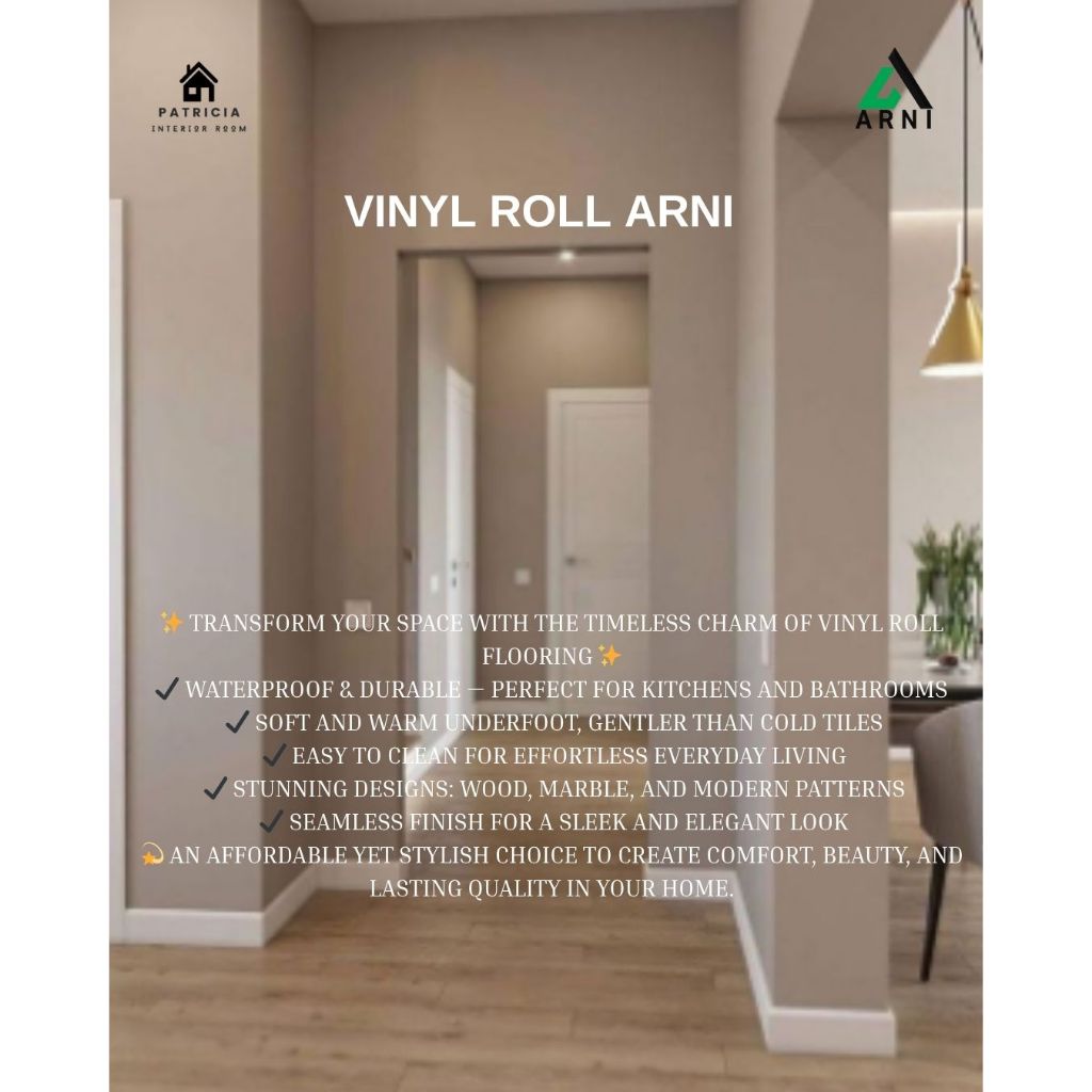 Vinyl Roll Lantai Arni | Vinyl Flooring tebal 2mm