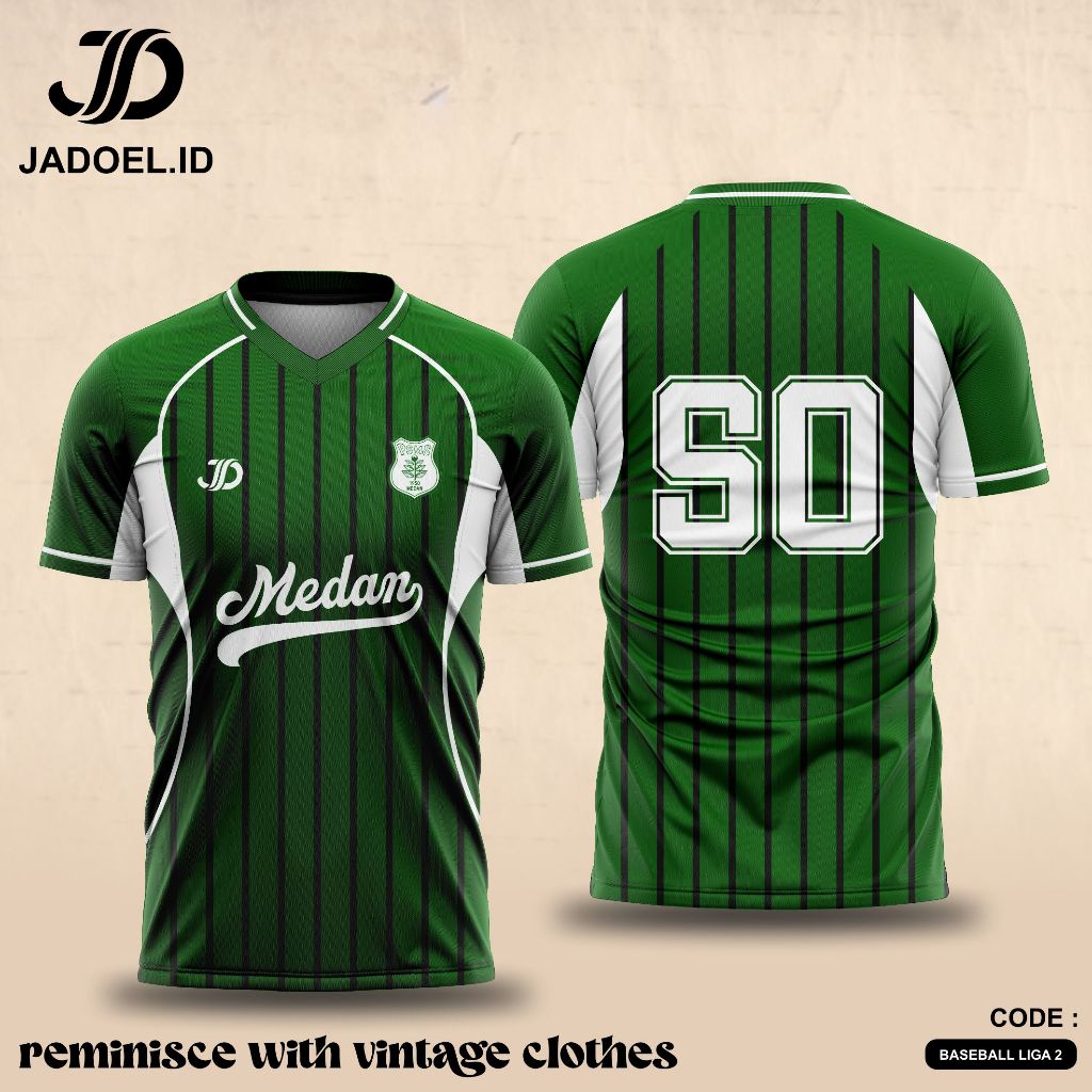Jadoel_Jersey Retro Baseball PSMS Medan Home Away Free Custom Nameset Full Printing
