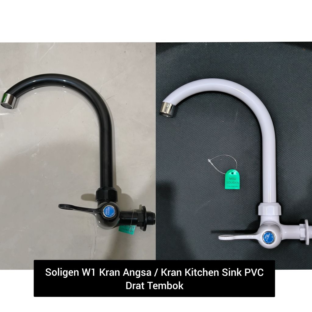 Soligen W1 Kran Angsa Keran Cuci Piring Drat Tembok Dinding Fleksibel Kitchen Sink Tap Faucet PVC Pu