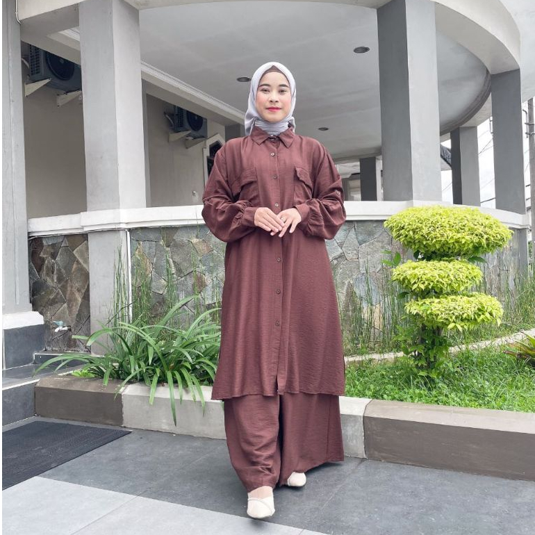 Hamza Store - Oneset Tunik / Setelan Wanita Kulot / Oneset Fahira / Setelan kemeja / Oneset Kulot Ju