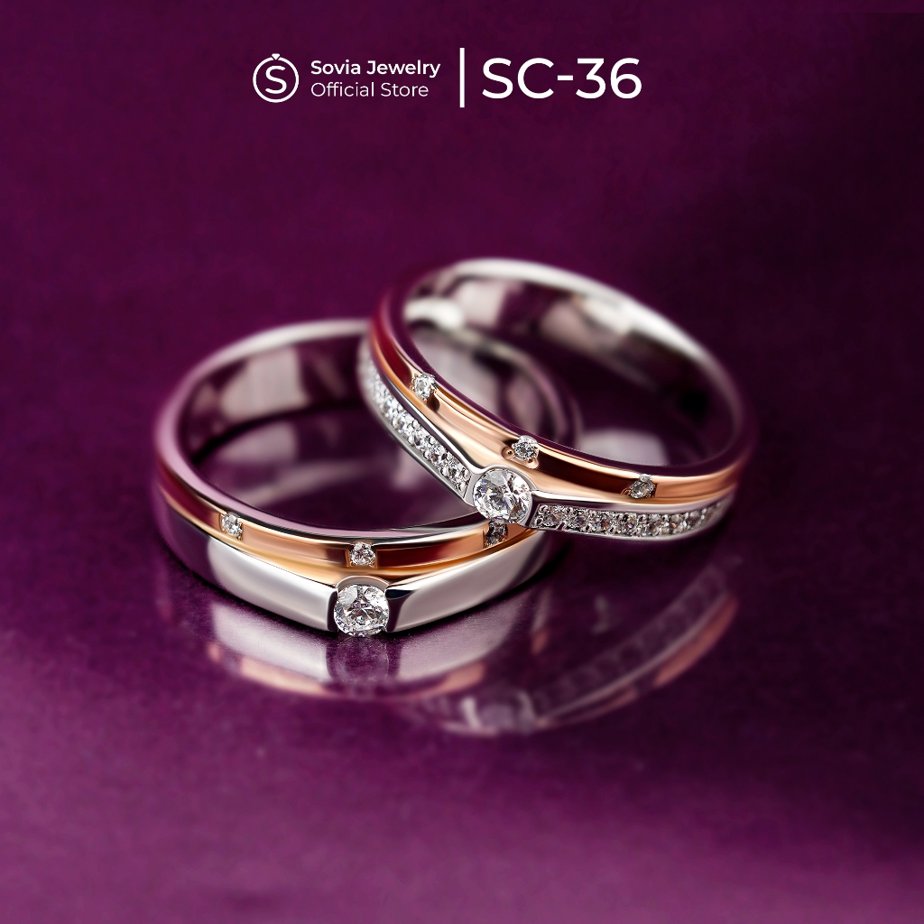 Sovia Jewelry - Cincin Couple Kawin Lamaran Nikah Silver Elegan Model SC 36