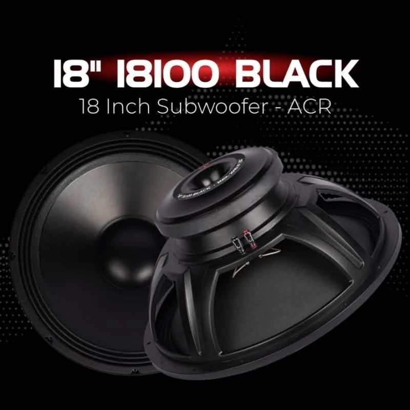 Speaker Komponen ACR 18100 Black Series Subwoofer 18 Inch Voice Coil 3.9 Inch 2000 Watt Max Original