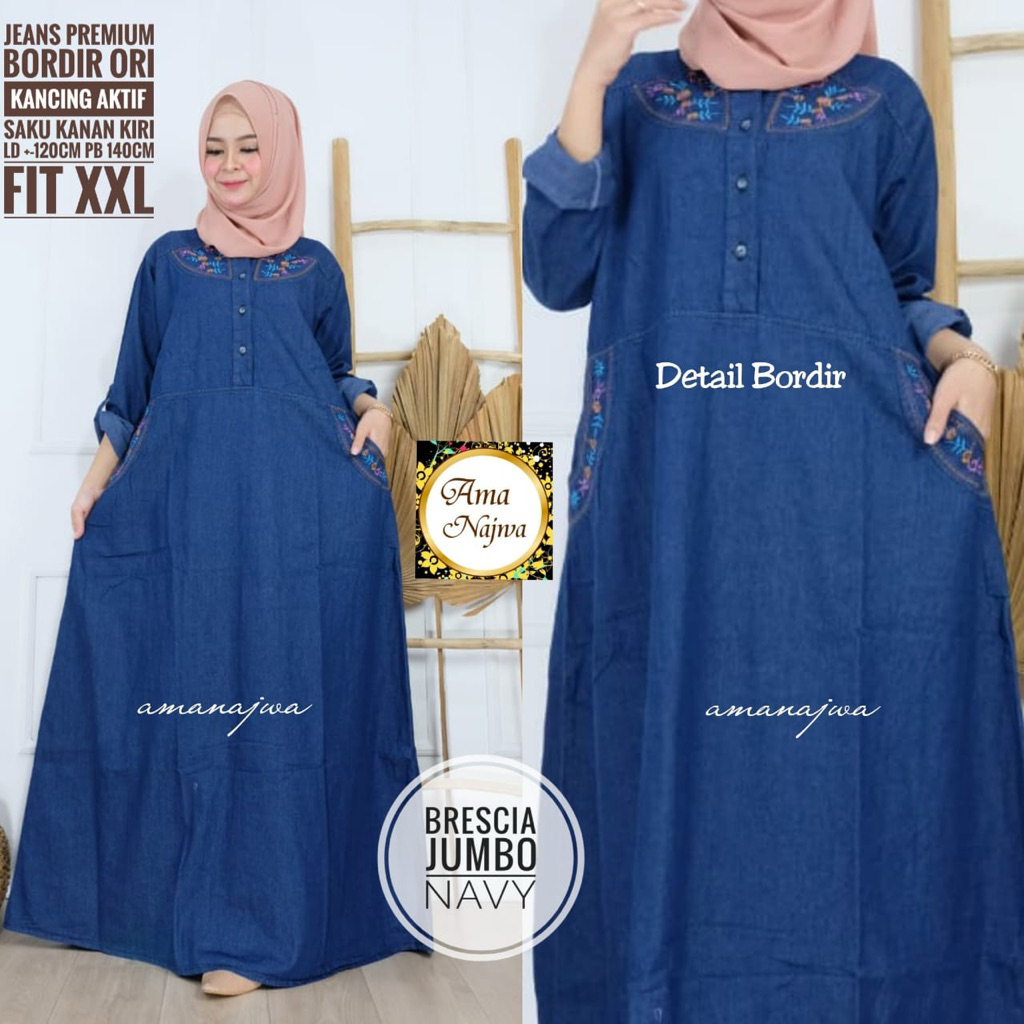 Brescia gamis Jeans jumbo Ld 120 / amanajwa