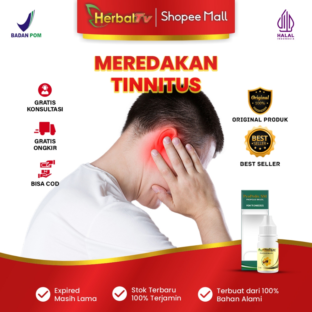 Obat Tetes Nyeri Telinga Berdenging Berair nanah bau Berdengung tinnitus Kuping Conge Propolis