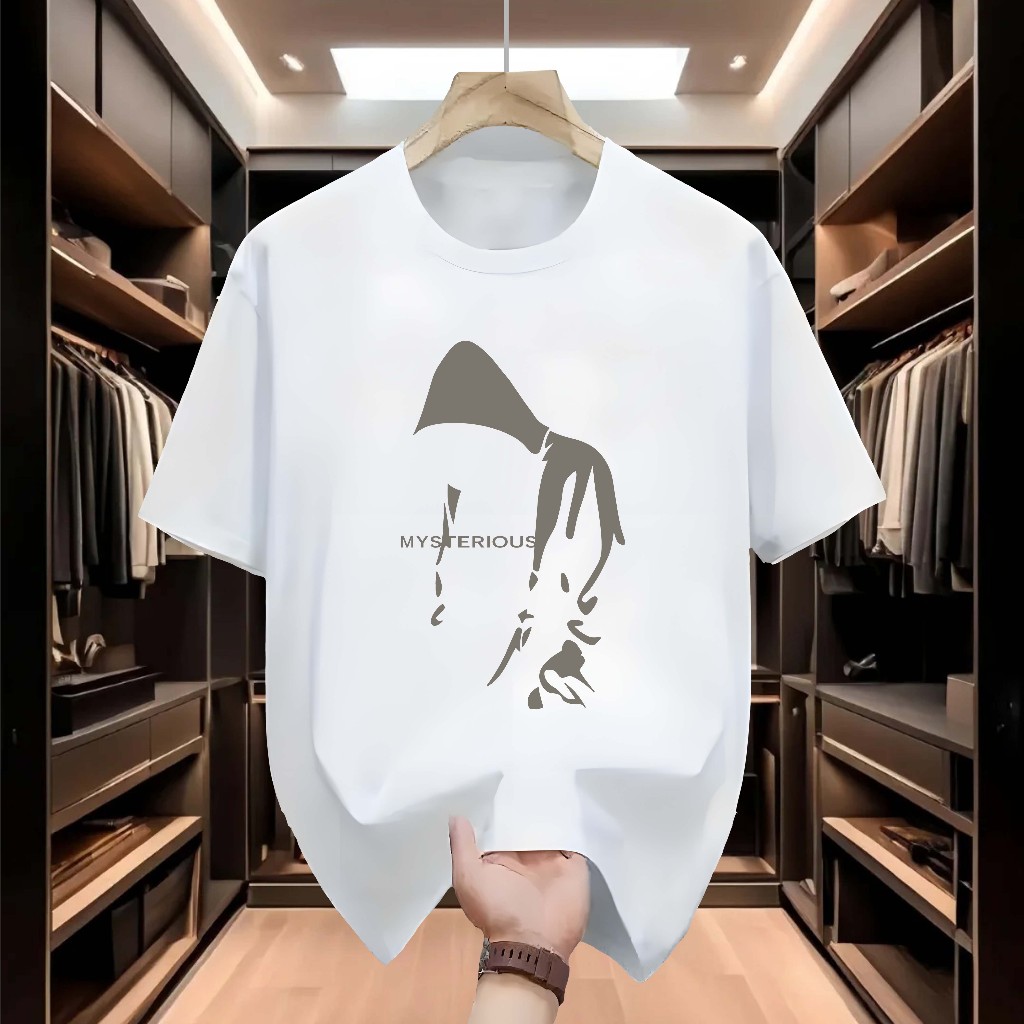 100% Cotton Baju Kaos Pria Warna Putih Distro Original Korea Simple Lengan Pendek Import T-shirt