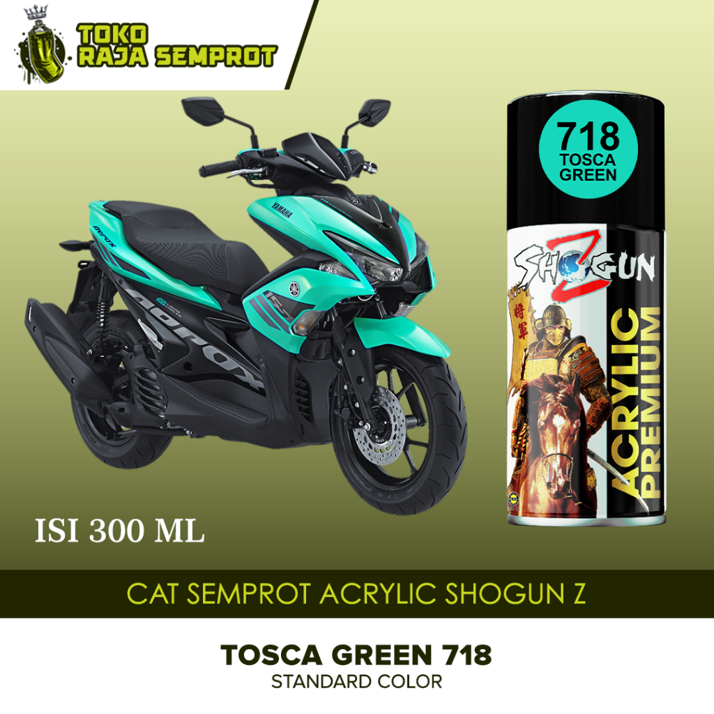 Cat Pilok Semprot Motor Pilox Hijau Shogun Z Paint Acrylic Premium Tosca Green 718