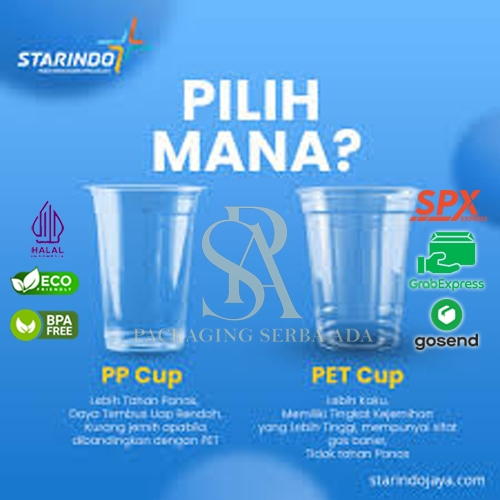 CUP PET STARINDO 12 OZ 16 OZ STRAWLESS LID ANTI TUMPAH / Gelas Starindo Datar / Gelas Plastik Pet