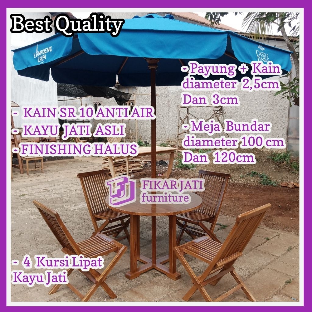 Kursi Meja Payung Taman Tenda Payung Rumbai Sablon Kain sr 10 Payung Taman Cafe