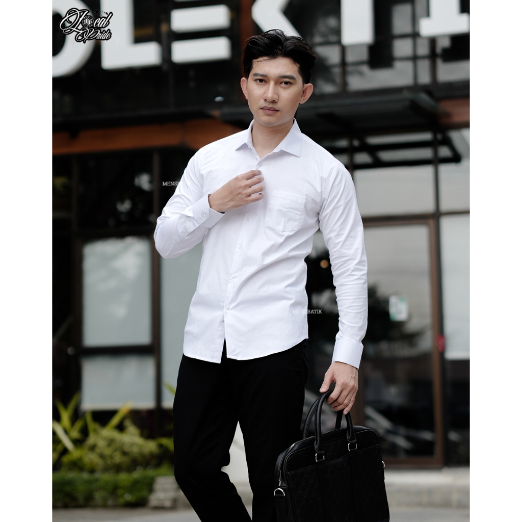 MENSBATIK - Kemeja Stretch White - Look Clean & Classy - Kemeja Putih Premium Slimfit Modern