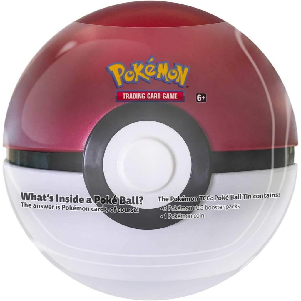 POKEMON TCG: POKE BALL TIN RED - 3 BOOSTER PACK WITH 1 COIN
