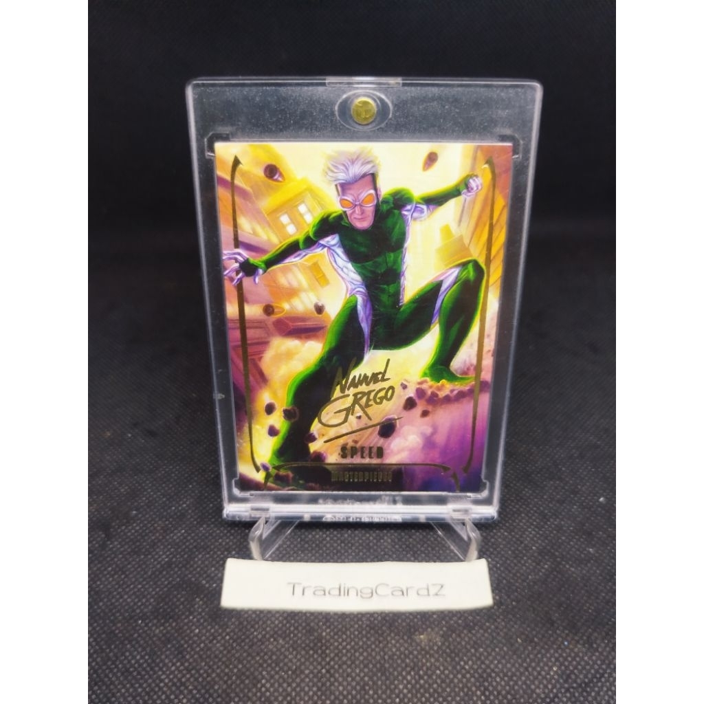 (Kartu Tebal -/+100pt) Trading Card 2022 Skybox Marvel Masterpieces Gold Signature Series Speed #28 