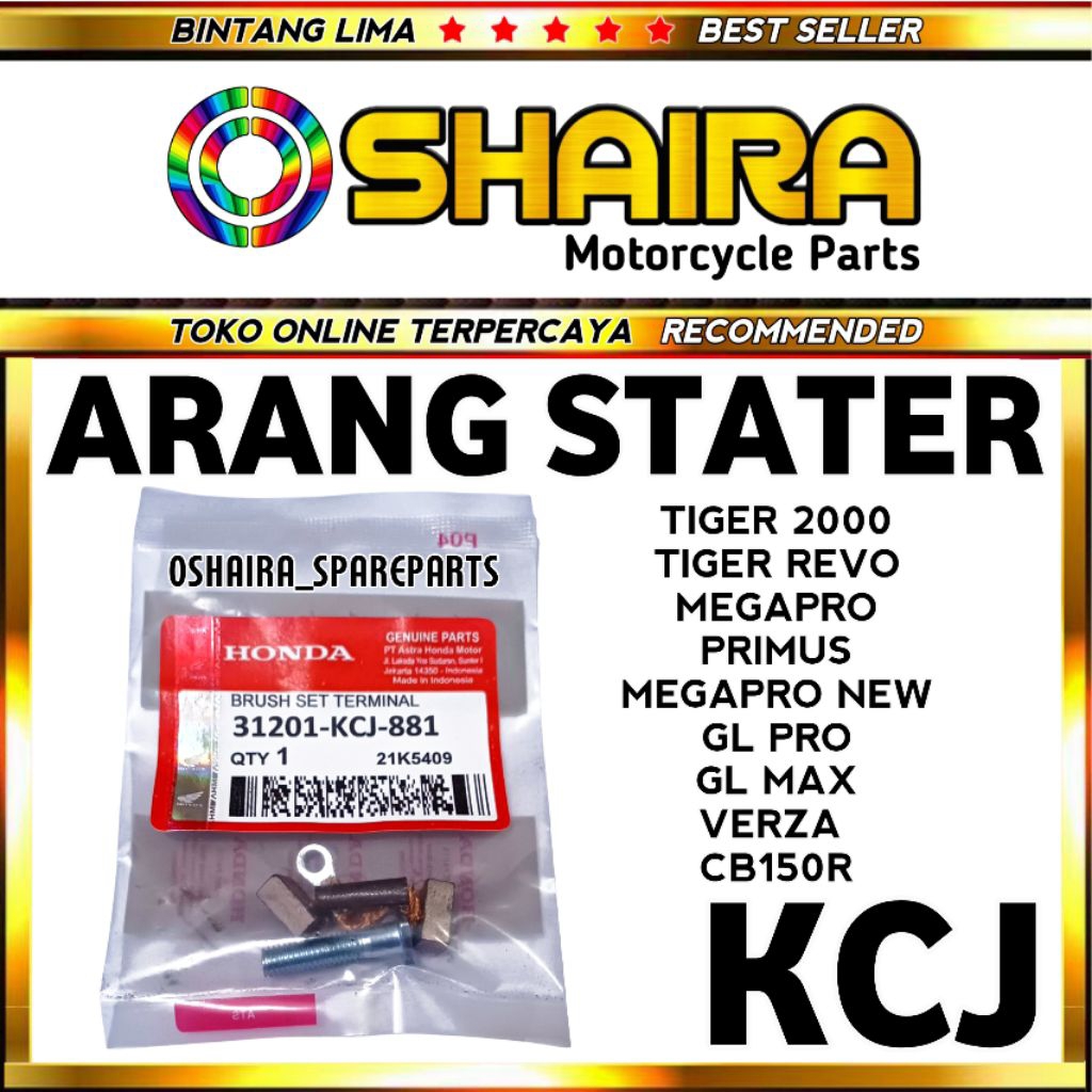 Cool Stater Tiger / Megapro / Verza / Arang stater Tiger / BRUSH SET, TERMINAL Arang Dinamo Stater A