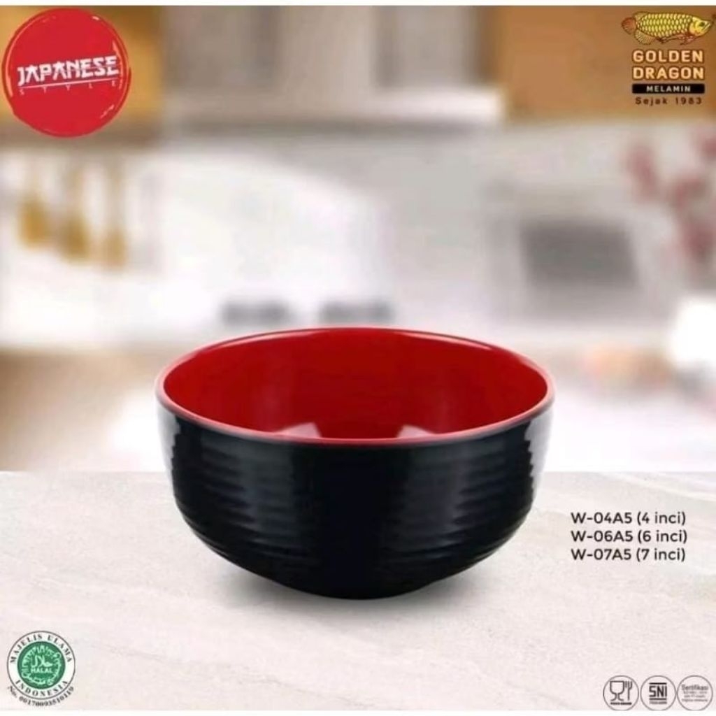 Mangkok Ulir Datar 2 Warna 6 Inch - Golden Dragon Melamin (W06A5)