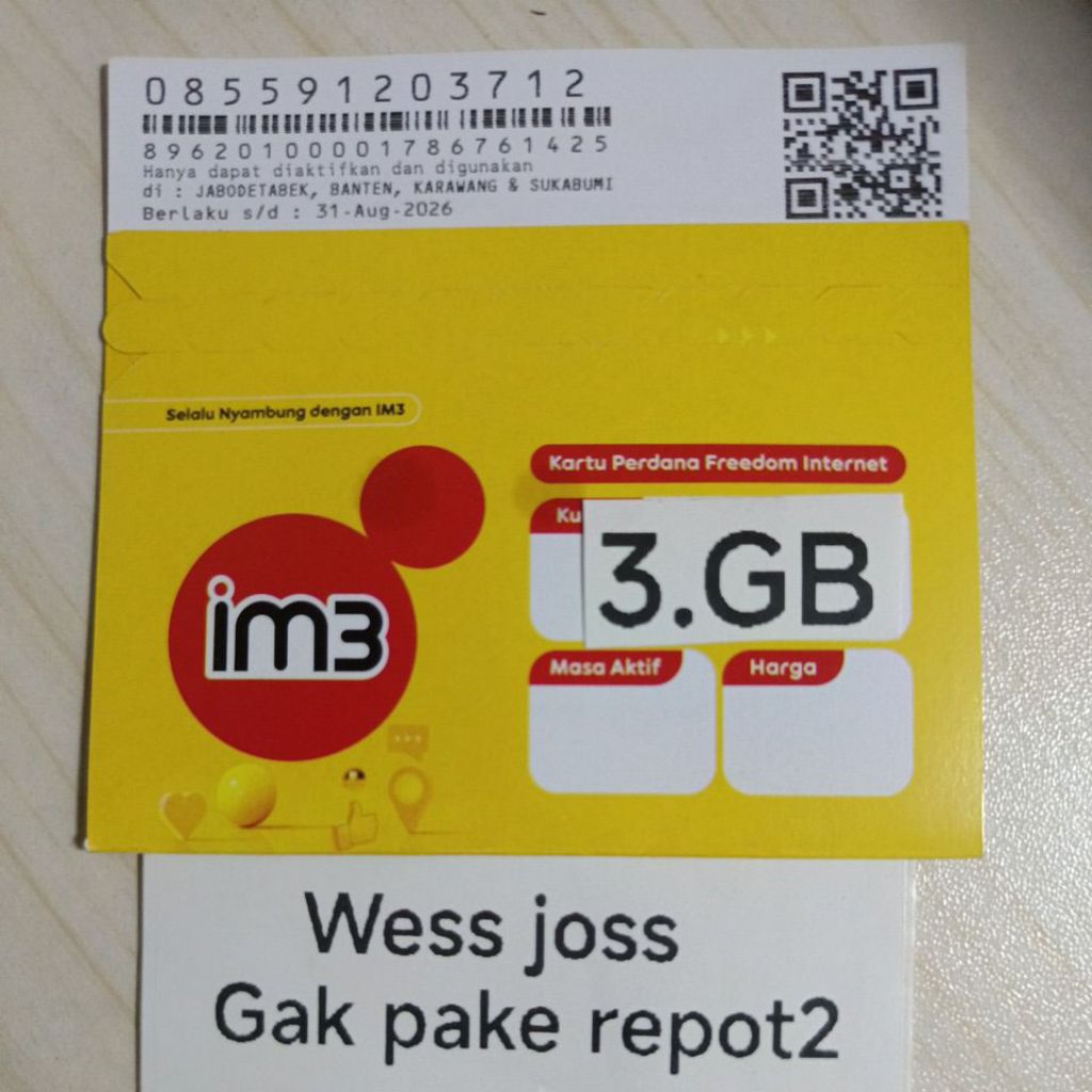 kartu perdana indosat kuota 3gb