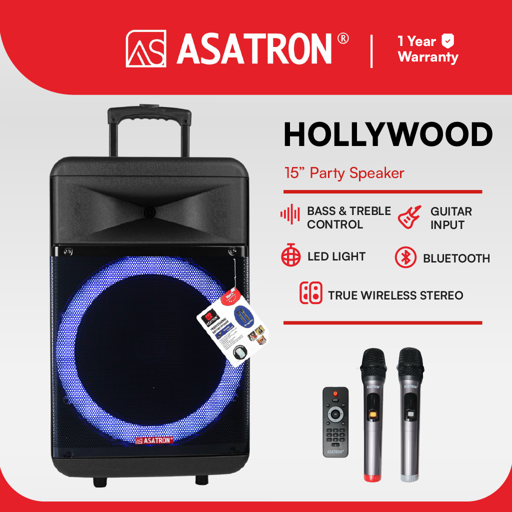 Asatron Hollywood 15 Inch Bluetooth Party Speaker