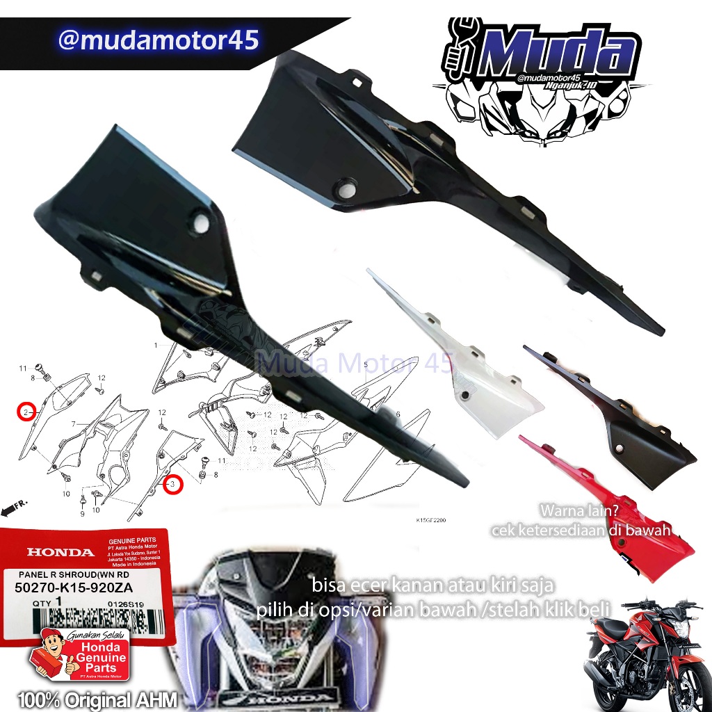 PANEL SHROUD NEW CB150R V2 SAYAP TANGKI ATAS KANAN KIRI CB 150 R 2015 2016 2017 2018 LED 50270-50275