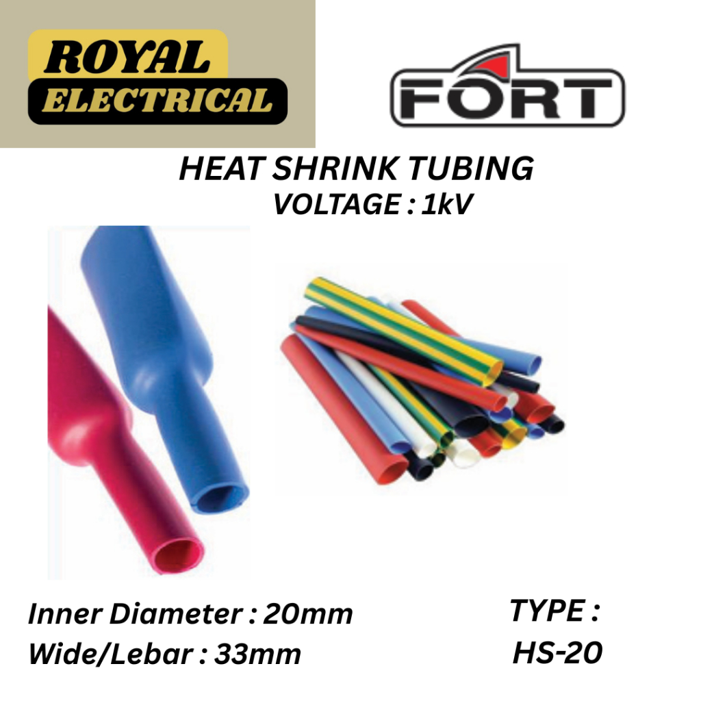 FORT HEAT SHRINK TUBING / 1kV / 20mm / Wide 33mm - Type HS-20