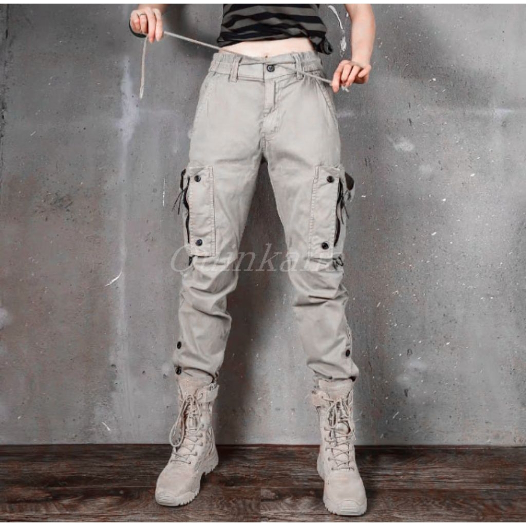 Celana Panjang Jogger Model Cargo Slim fit Pria Wanita Sporty Outdoor Trendy