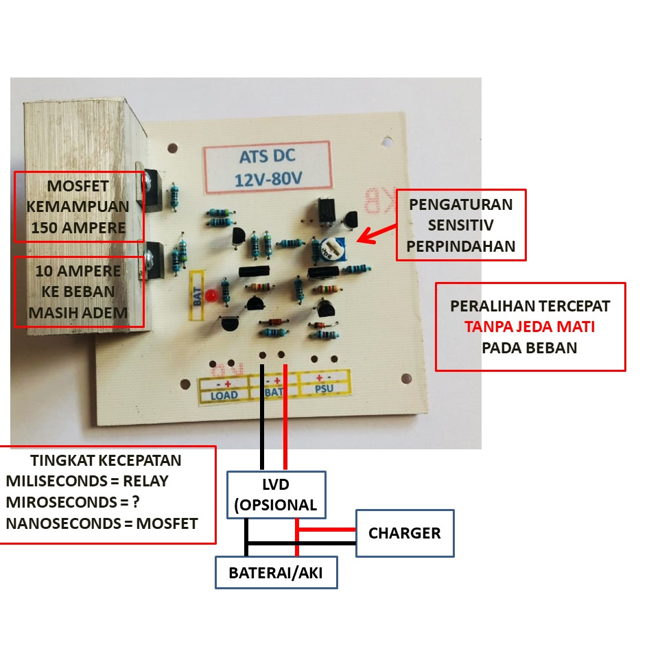 ATS DC 12V - 80V TANPA JEDA