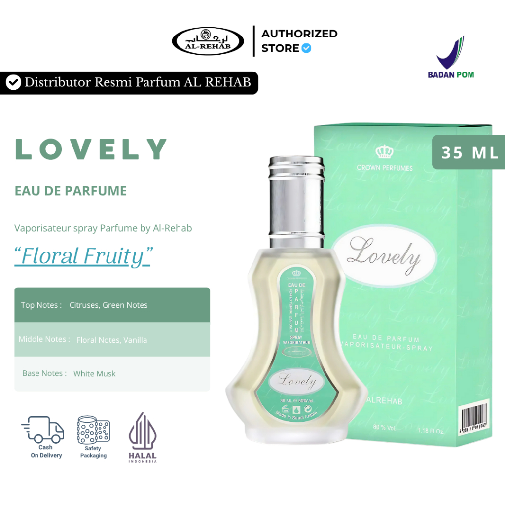 [35 ML] Al Rehab Perfume LOVELY Eau De Perfumes Spray 35ML Original Saudi BPOM Licensed