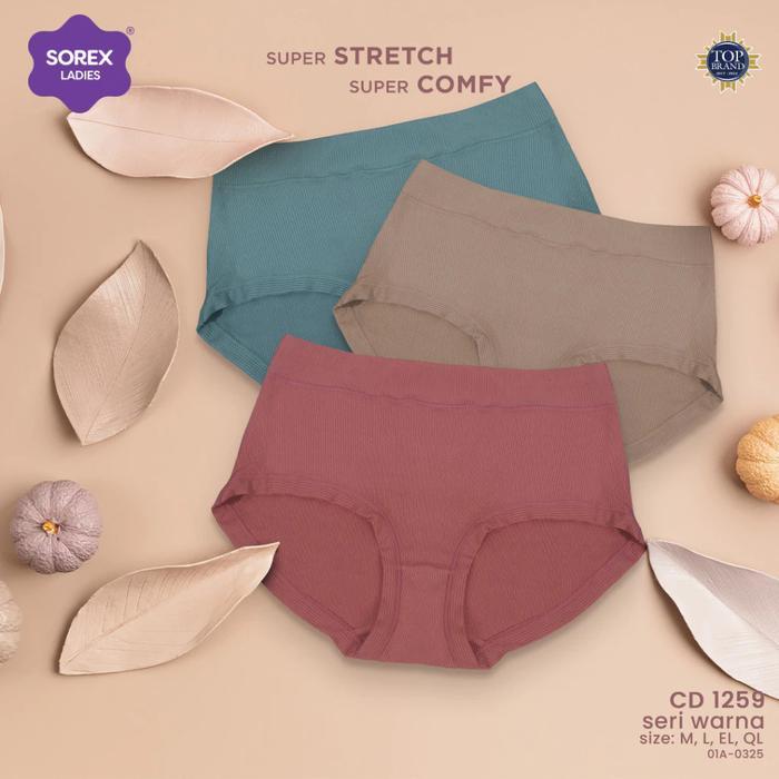 CD Sorex 1259 Basic Celana Dalam Wanita Super Stretch Motif Salur Size M, L, EL, QL
