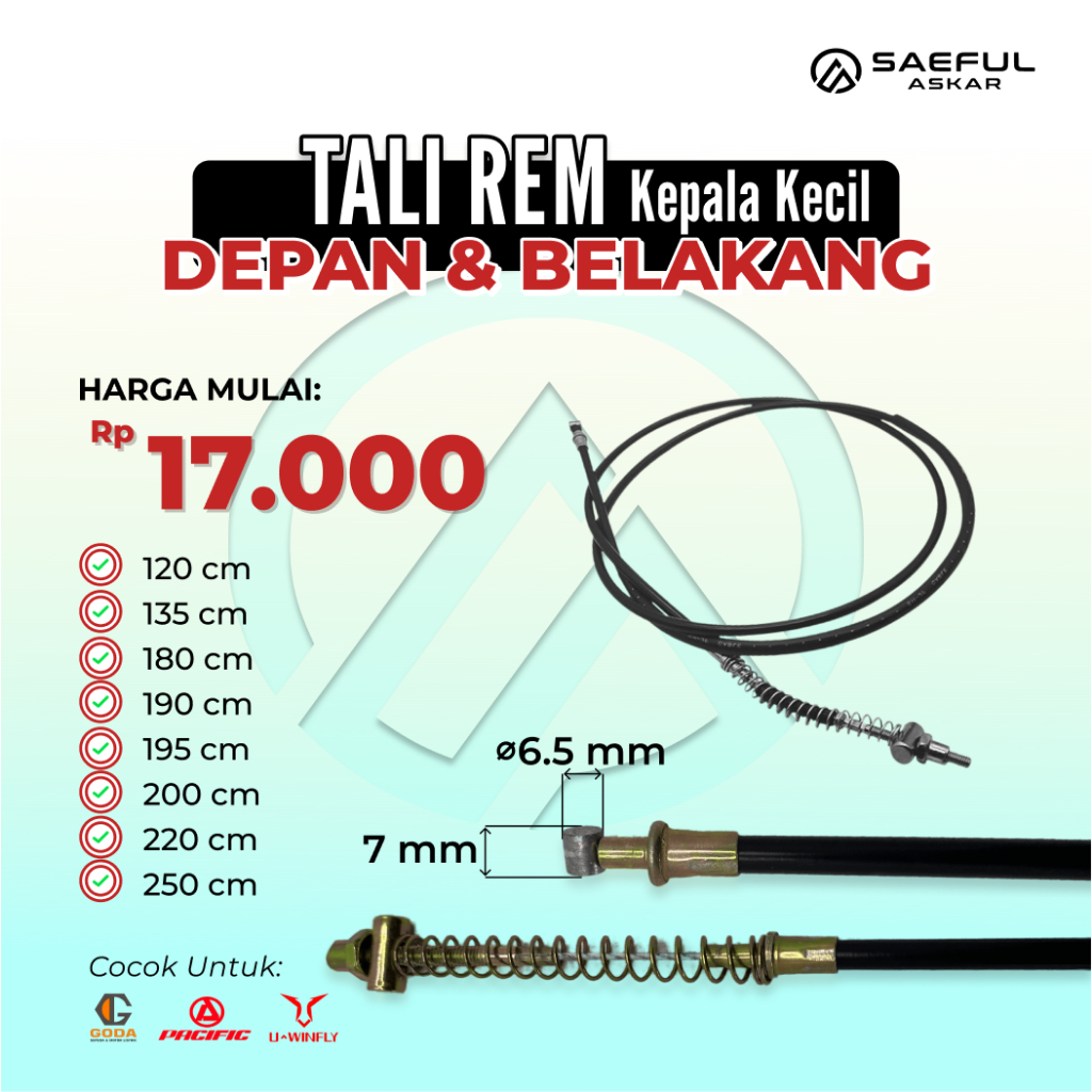 Tali Rem / Kabel Rem Sepeda  Listrik Depan Belakang | Isi Tali Rem Sepeda Listrik