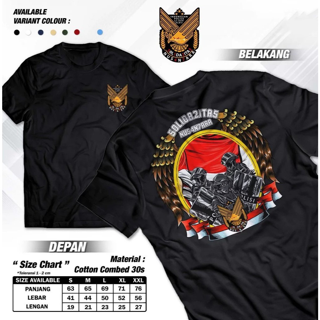 ABASTORE.IDN KAOS Solidaritas Nusantara Indonesian Police Tshirt Dinas Polisi Baju Distro Cotton Com